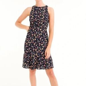 J. Crew Mercantile | Sleeveless Floral Knee Length Dress Navy Blue Size 8